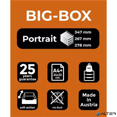 Irattároló, műanyag, 4 fiókos, EXACOMPTA 'Big-Box Office', szürke