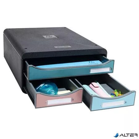 Irattároló, műanyag, 3 fiókos, EXACOMPTA "Smallbox Skandi", színes