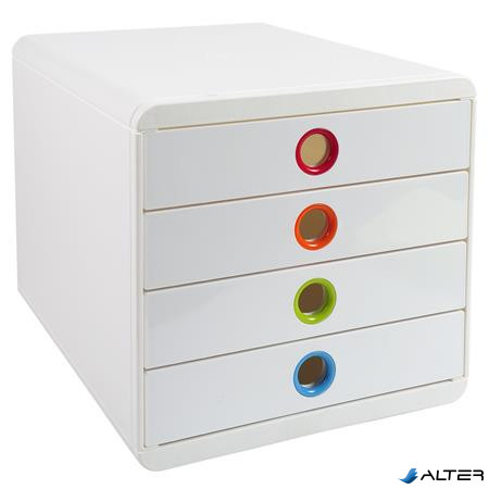 Irattároló, műanyag, 4 fiókos, EXACOMPTA "Pop-Box", fehér