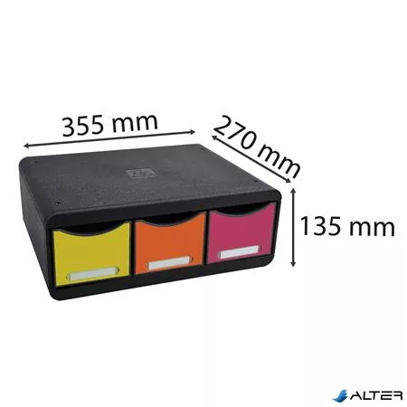 Irattároló, műanyag, 3 fiókos, EXACOMPTA 'Iderama® 'Toolbox', fekete