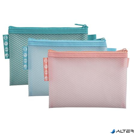 Rendszerező tasak, cipzáras, hálós, A6, EXACOMPTA 'Chromaline Pastel', vegyes színek