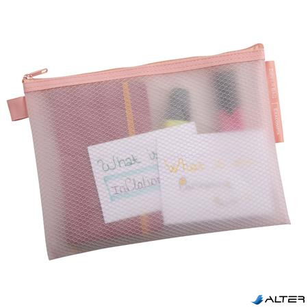 Rendszerező tasak, cipzáras, hálós, A5, EXACOMPTA 'Chromaline Pastel', vegyes színek