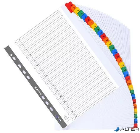 Regiszter, karton, A4+, 1-31, EXACOMPTA, fehér