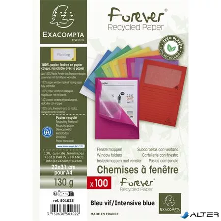 Mappa, ablakos, karton, EXACOMPTA 'Forever®', fényes kék