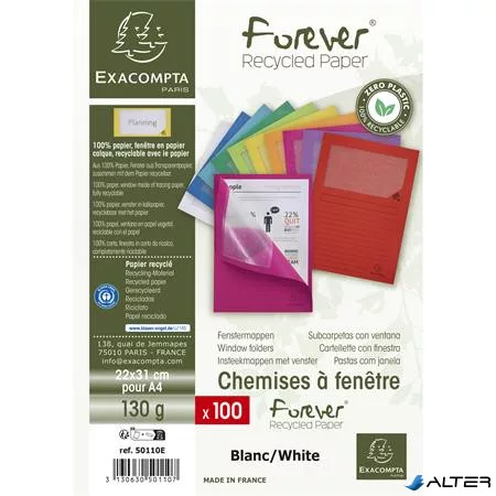 Mappa, ablakos, karton, EXACOMPTA 'Forever®', fehér