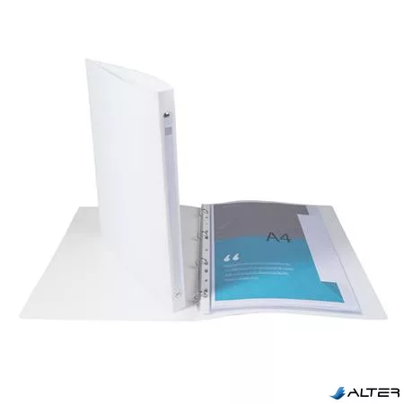 Gyűrűs könyv, 4 gyűrű, 20 mm, A4, PP, címkével, EXACOMPTA, fehér