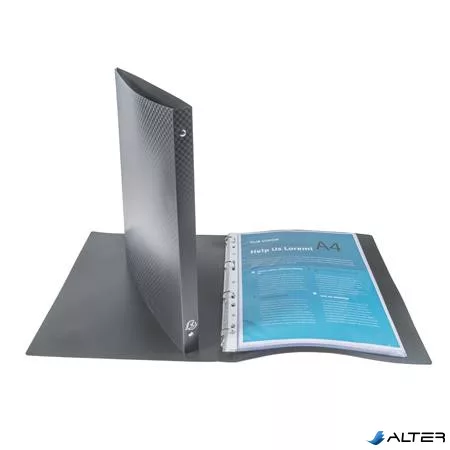 Gyűrűs könyv, 4 gyűrű, 20 mm, A4, PP, címkével, EXACOMPTA, fekete