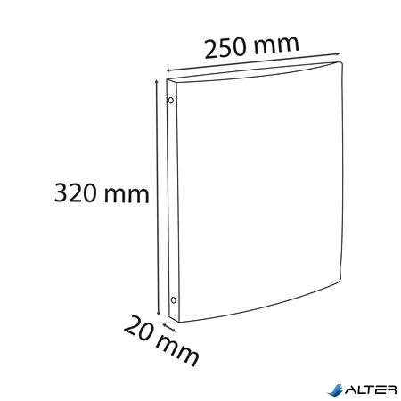 Gyűrűs könyv, 4 gyűrű, 20 mm, A4, PP, címkével, EXACOMPTA, fekete