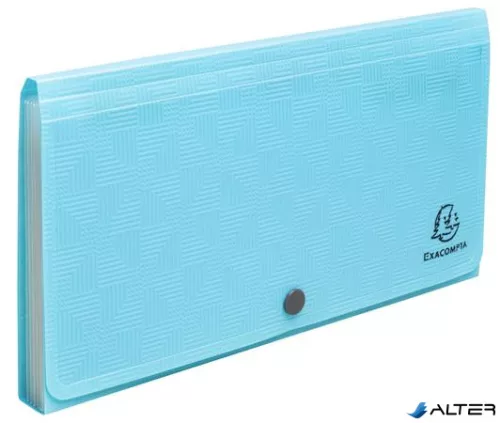 Harmonikamappa, 260x140 mm, PP, 7 rekeszes, EXACOMPTA "Pop'NCo", ciánkék
