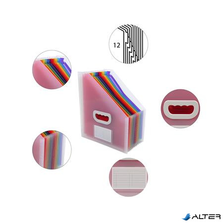 Harmonika iratpapucs, 265x325 mm, PP, 12 rekeszes, EXACOMPTA, színes