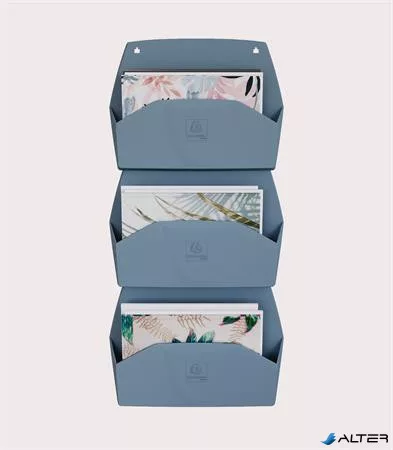 Fali rendszerező, 1 rekeszes, fekvő, 38,2x28,9x7,2 cm, EXACOMPTA 'Autentik', kékesszürke