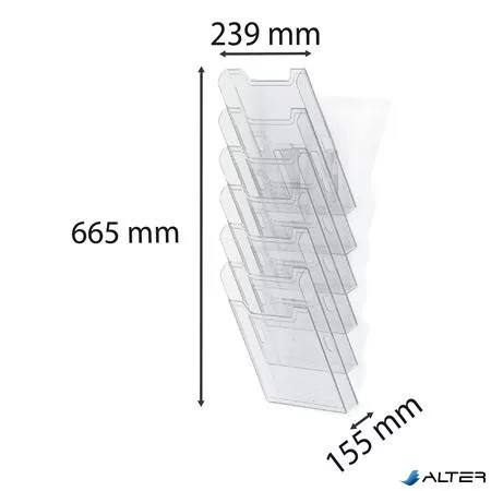 Katalógustartó, fali, A4, álló, 6 rekeszes, EXACOMPTA "Office", áttetsző