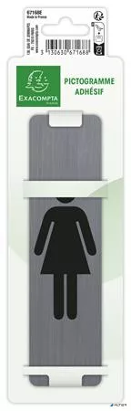 Információs tábla, öntapadó,4,4x16,5 cm, alumíniumhatású, EXACOMPTA, "Női"