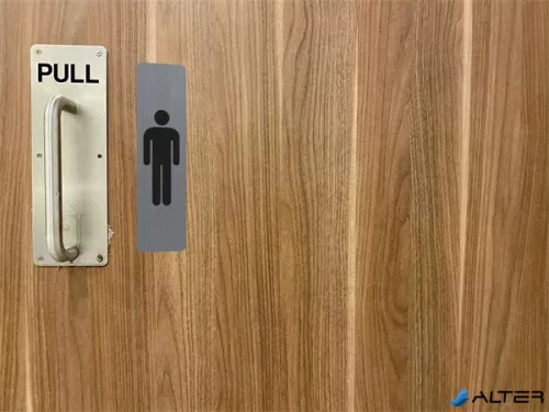 Információs tábla, öntapadó,4,4x16,5 cm, alumíniumhatású, EXACOMPTA, "Női"