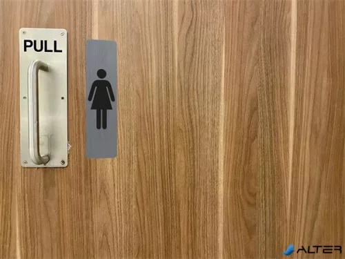 Információs tábla, öntapadó,4,4x16,5 cm, alumíniumhatású, EXACOMPTA, "Férfi"