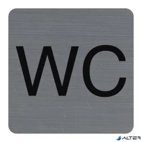   Információs tábla, öntapadó, 7,5x7,5 cm, alumíniumhatású, EXACOMPTA, "WC"