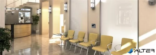 Információs tábla, öntapadó, 7,5x7,5 cm, alumíniumhatású, EXACOMPTA, "Kamerával megfigyelt terület"