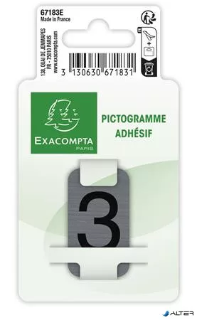 Információs tábla, öntapadó, 2,5x4,4 cm, alumíniumhatású, EXACOMPTA, 3-as