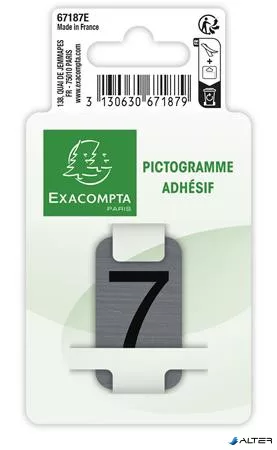 Információs tábla, öntapadó, 2,5x4,4 cm, alumíniumhatású, EXACOMPTA, 7-es