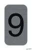 Információs tábla, öntapadó, 2,5x4,4 cm, alumíniumhatású, EXACOMPTA, 9-es