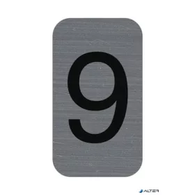   Információs tábla, öntapadó, 2,5x4,4 cm, alumíniumhatású, EXACOMPTA, 9-es