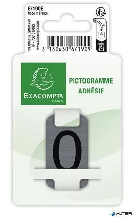 Információs tábla, öntapadó, 2,5x4,4 cm, alumíniumhatású, EXACOMPTA, 0-ás