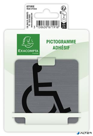 Információs tábla, öntapadó, 7,5x7,5 cm, alumíniumhatású, EXACOMPTA, 'Mozgáskorlátozottak részére'