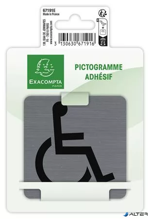 Információs tábla, öntapadó, 7,5x7,5 cm, alumíniumhatású, EXACOMPTA, "Mozgáskorlátozottak részére"