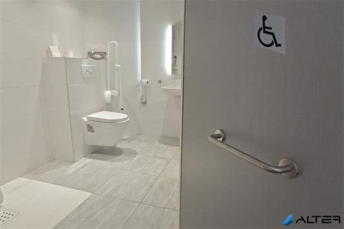 Információs tábla, öntapadó, 7,5x7,5 cm, alumíniumhatású, EXACOMPTA, 'Mozgáskorlátozottak részére'