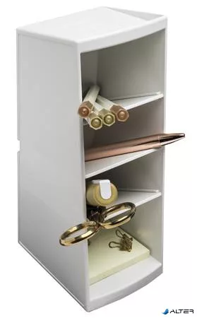 Asztali rendező, multifunkciós, 4 rekeszes, 8x23x11 cm, EXACOMPTA "Autentik", fehér