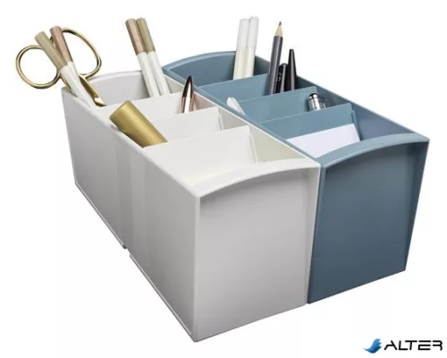 Asztali rendező, multifunkciós, 4 rekeszes, 8x23x11 cm, EXACOMPTA "Autentik", fehér