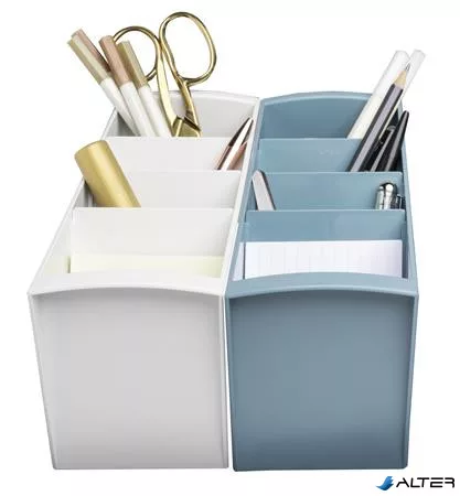 Asztali rendező, multifunkciós, 4 rekeszes, 8x23x11 cm, EXACOMPTA "Autentik", fehér