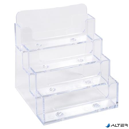 Névjegykártya tartó, asztali, 4 rekesz, EXACOMPTA "Office", áttetsző