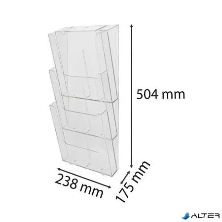 Katalógustartó, fali, A4, álló, 3 rekeszes, EXACOMPTA "Office", áttetsző