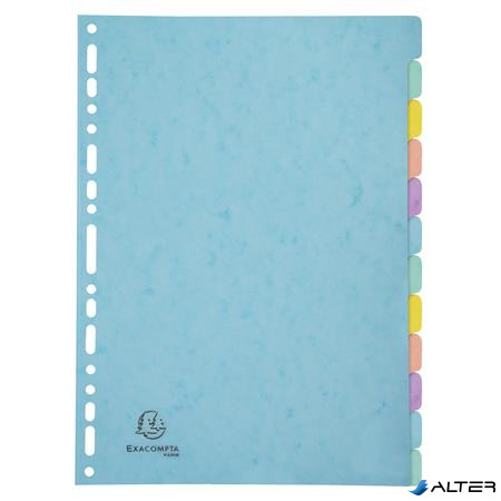 Regiszter, karton, A4, 12 részes, EXACOMPTA "Aquarel"