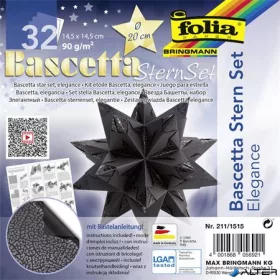   Bascetta csillag készlet, 14,5x14,5 cm, 90 g, 32 lap, FOLIA, fekete-vadvilág