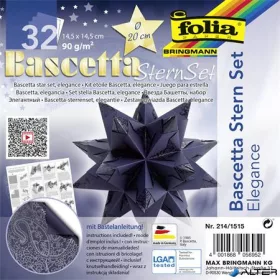   Bascetta csillag készlet, 14,5x14,5 cm, 90 g, 32 lap, FOLIA, kék-indiai álom