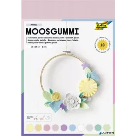  Moosgumi, 20x29 cm, 10 lap, FOLIA 'Pastel', 10 különböző pasztel szín