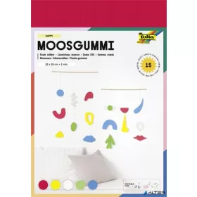   Moosgumi, 20x29 cm, 15 lap, FOLIA "Happy", 5 különböző szín