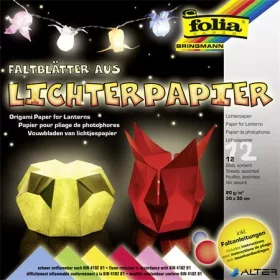   Origami papír, lámpáshoz, 30x30 cm, 80 g, 12 lap, FOLIA, vegyes színek