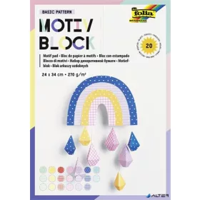   Dekorkarton, 2 oldalas, 24x34 cm, 270 g, 20 lap, FOLIA "Basic Rainbow", 20 különböző minta