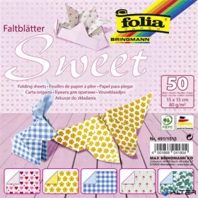   Origami papír, 15x15 cm, 80 g, 50 lap, FOLIA "Sweet", 5 különböző minta