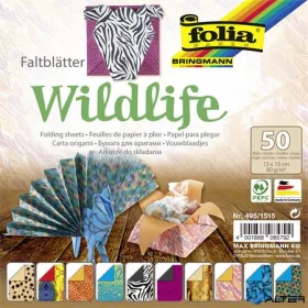   Origami papír, 15x15 cm, 80 g, 50 lap, FOLIA 'Wildlife', 10 különböző minta