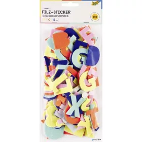   Matrica készlet, filc, 190 db, betűk, FOLIA, különböző színek