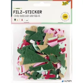   Matrica készlet, filc, 165 db, karácsonyi minták, FOLIA, különböző színek