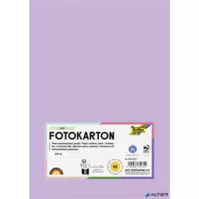   Dekorkarton, 2 oldalas, A4, 300 g, 50 lap, FOLIA, halvány orgonalila