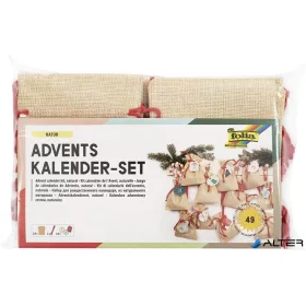   Adventi naptár, tasakos, juta hatás, FOLIA "Nature", természetes hatású