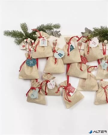 Adventi naptár, tasakos, juta hatás, FOLIA "Nature", természetes hatású