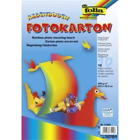   Dekorkarton, 2 oldalas, 22,5x32 cm, 300 g, 10 lap, FOLIA, szivárvány szín