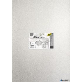   Dekorkarton tömb, csillámos, 1 oldalas, 50x70 cm, 300g, 5 lap, FOLIA, ezüst